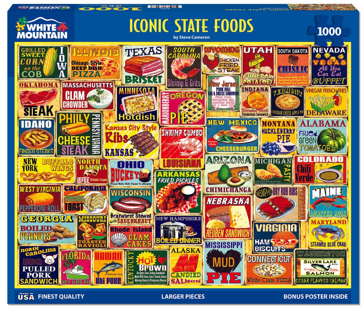 Iconic State Foods (2021pz) - 1000 Piece Jigsaw Puzzle